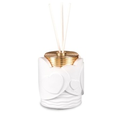 Bomboniera battesimo Fantin argenti profumatore cuori bianco oro